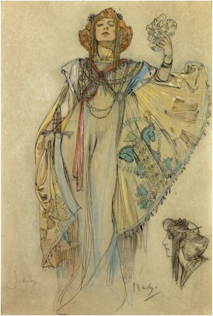Woman in blue dress